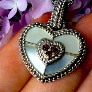 Judith Ripka large mother of pearl and garnet